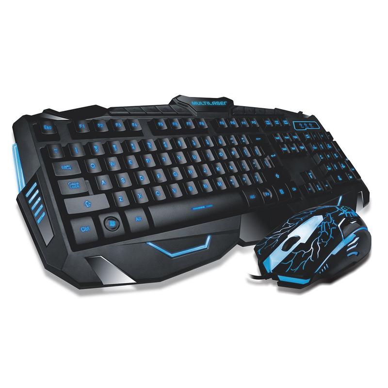 Kit Teclado e Mouse gamer Lightning TC195 USB LED de 3 cores